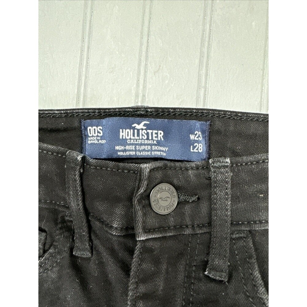 Hollister Size 00s Short Womens Jeans High Rise Super Skinny Black Distress - Picture 2 of 4